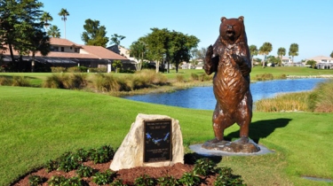 Instead, all they have is this bear statue and a plaque